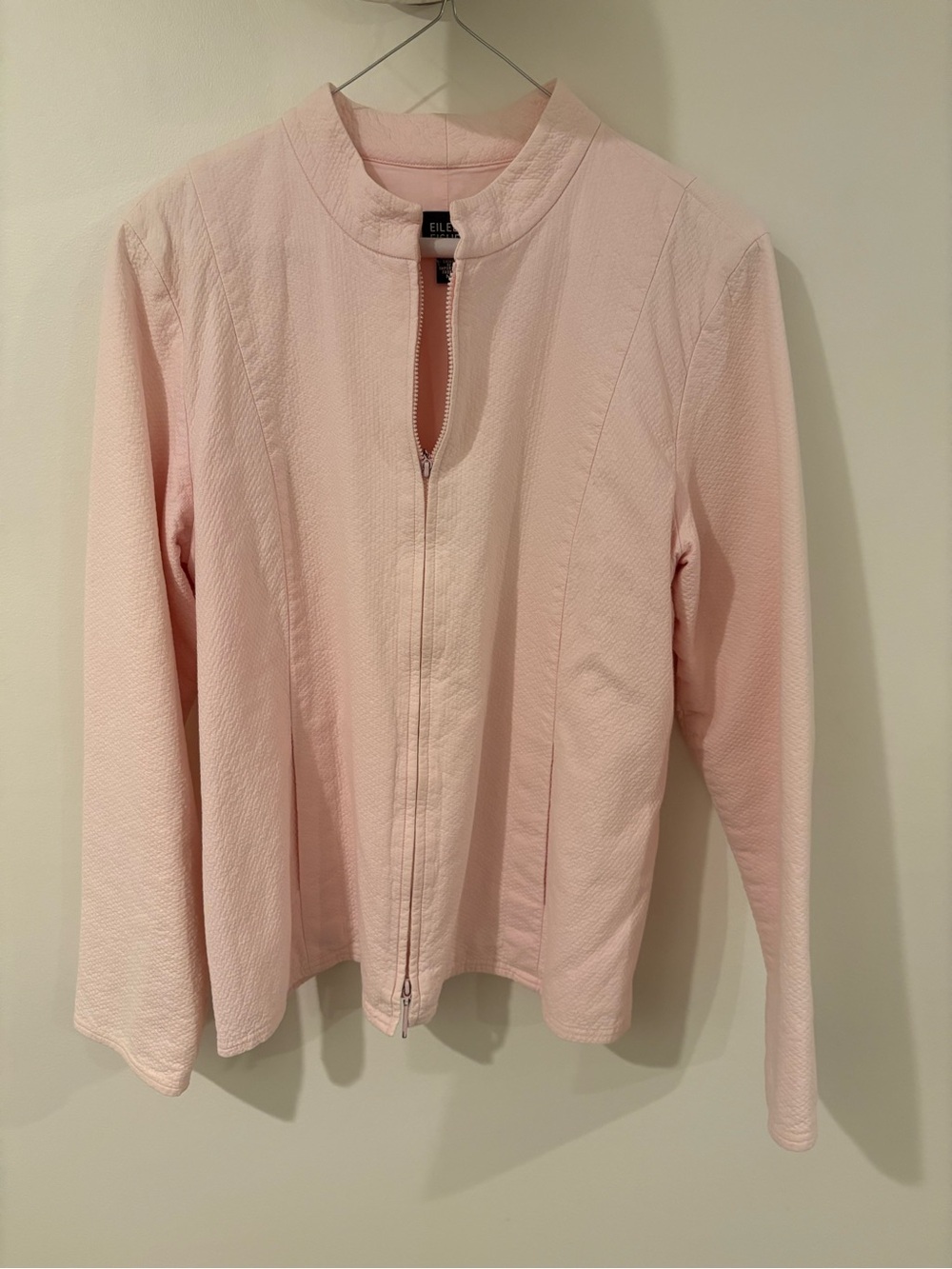 Eileen Fisher Pale Pink Collarless Zip Jacket